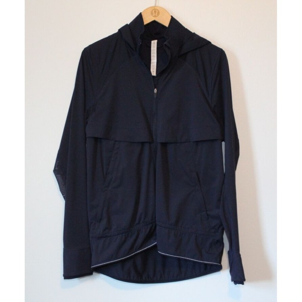 Lululemon Kicking Asphalt Jacket Midnight Navy Blue Full Zip Size 8 Hooded Light - Picture 12 of 16